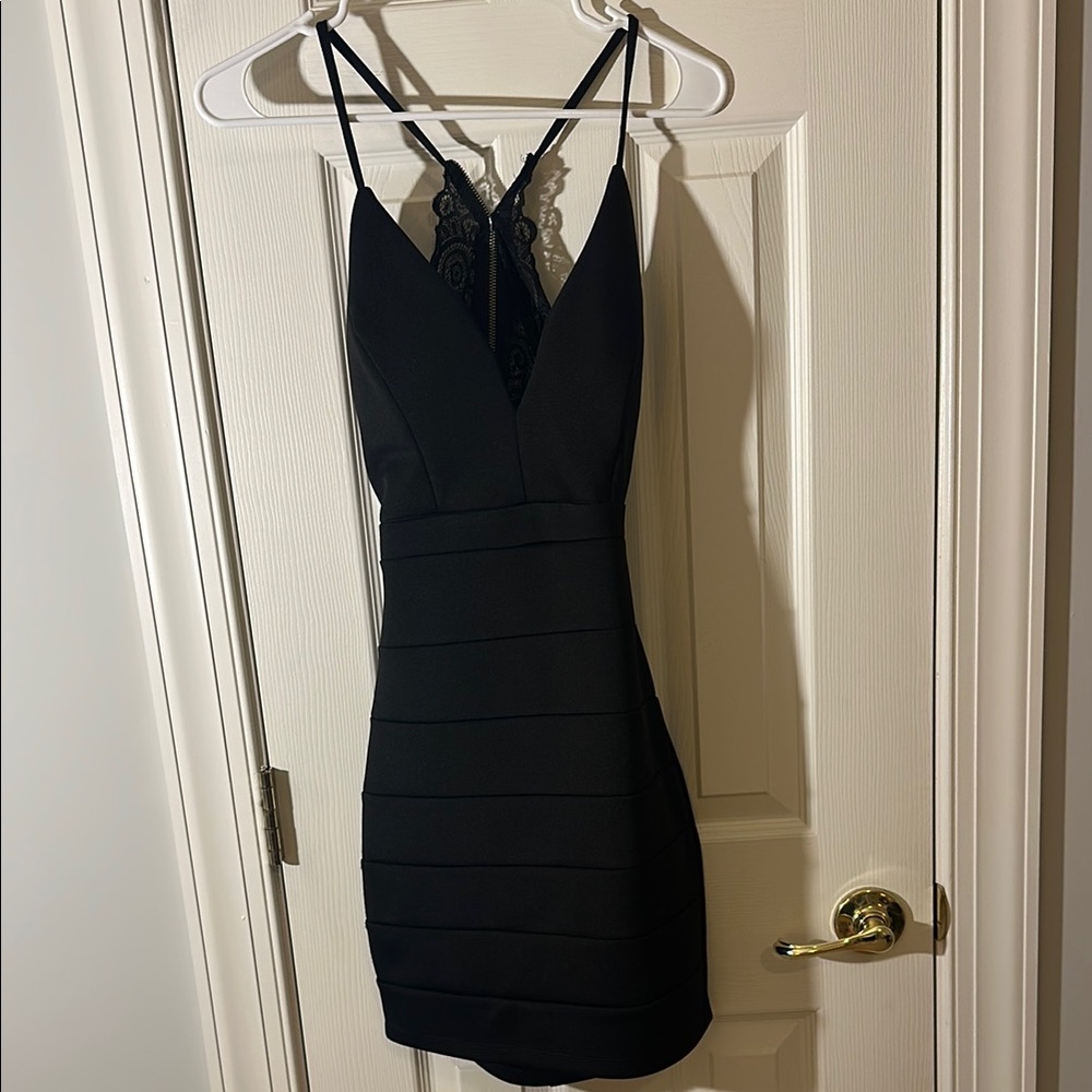 Emerald Sundae Black Halter Bodycon Mini Dress